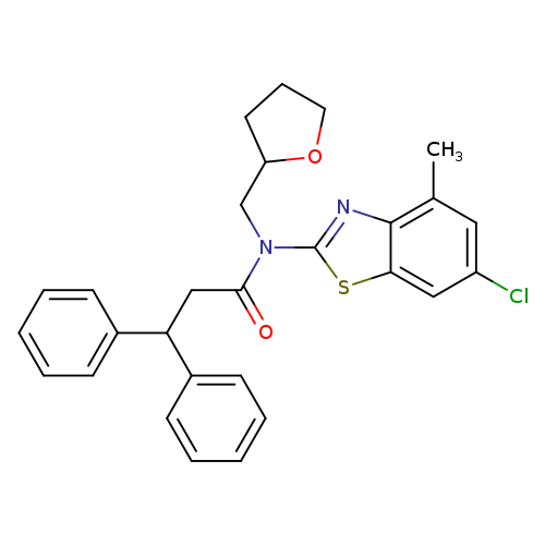 N-(6-chloro-4-methyl-1,3-benzothiazol-2-yl)-N-[(oxolan-2-yl)methyl]-3,3-diphenylpropanamide