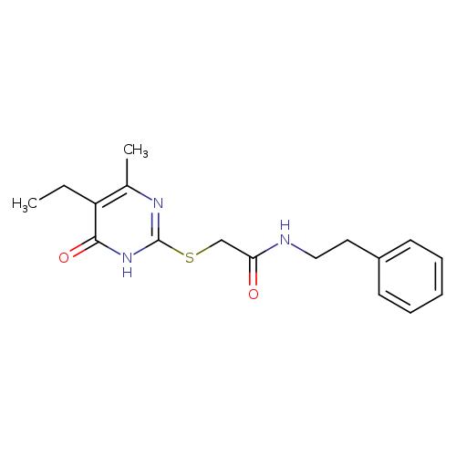 2-[(5-ethyl-4-methyl-6-oxo-1,6-dihydropyrimidin-2-yl)sulfanyl]-N-(2-phenylethyl)acetamide