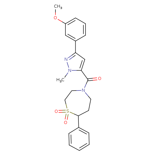 4-[3-(3-methoxyphenyl)-1-methyl-1H-pyrazole-5-carbonyl]-7-phenyl-1lambda6,4-thiazepane-1,1-dione