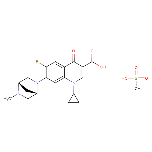 3-Quinolinecarboxylic acid, 1-cyclopropyl-6-fluoro-1,4-dihydro-7-[(1S,4S)-5-methyl-2,5-diazabicyclo[2.2.1]hept-2-yl]-4-oxo-, methanesulfonate (1:1)