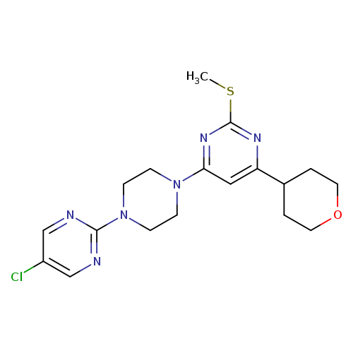 4-[4-(5-chloropyrimidin-2-yl)piperazin-1-yl]-2-(methylsulfanyl)-6-(oxan-4-yl)pyrimidine
