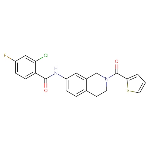 2-chloro-4-fluoro-N-[2-(thiophene-2-carbonyl)-1,2,3,4-tetrahydroisoquinolin-7-yl]benzamide