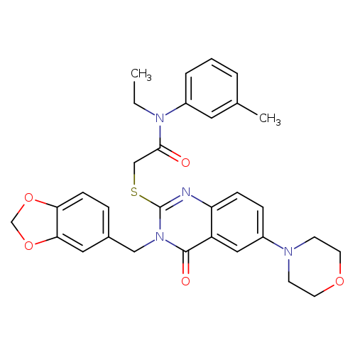 2-({3-[(2H-1,3-benzodioxol-5-yl)methyl]-6-(morpholin-4-yl)-4-oxo-3,4-dihydroquinazolin-2-yl}sulfanyl)-N-ethyl-N-(3-methylphenyl)acetamide