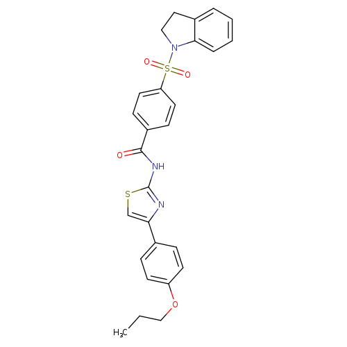 4-(2,3-dihydro-1H-indole-1-sulfonyl)-N-[4-(4-propoxyphenyl)-1,3-thiazol-2-yl]benzamide