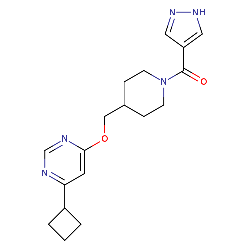 4-cyclobutyl-6-{[1-(1H-pyrazole-4-carbonyl)piperidin-4-yl]methoxy}pyrimidine