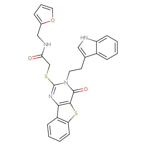 N-[(furan-2-yl)methyl]-2-({5-[2-(1H-indol-3-yl)ethyl]-6-oxo-8-thia-3,5-diazatricyclo[7.4.0.0^{2,7}]trideca-1(9),2(7),3,10,12-pentaen-4-yl}sulfanyl)acetamide