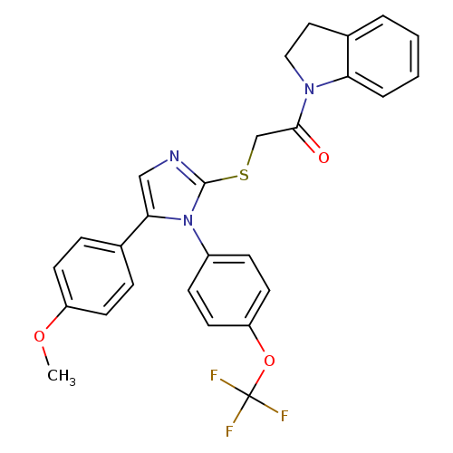 1-(2,3-dihydro-1H-indol-1-yl)-2-{[5-(4-methoxyphenyl)-1-[4-(trifluoromethoxy)phenyl]-1H-imidazol-2-yl]sulfanyl}ethan-1-one