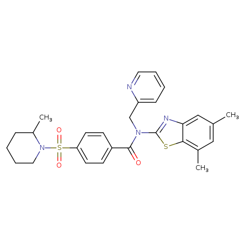 N-(5,7-dimethyl-1,3-benzothiazol-2-yl)-4-[(2-methylpiperidin-1-yl)sulfonyl]-N-[(pyridin-2-yl)methyl]benzamide