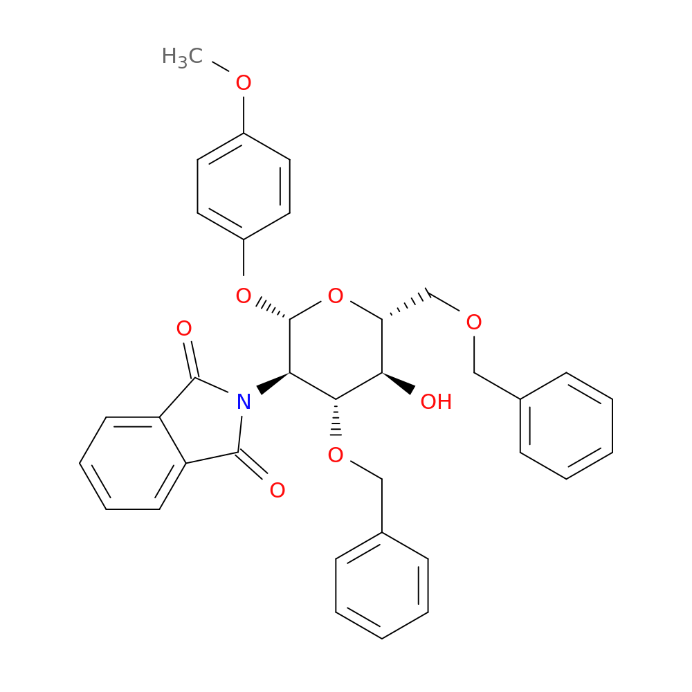2-((2S,3R,4R,5S,6R)-4-(Benzyloxy)-6-((benzyloxy)methyl)-5-hydroxy-2-(4-methoxyphenoxy)tetrahydro-2H-pyran-3-yl)isoindoline-1,3-dione