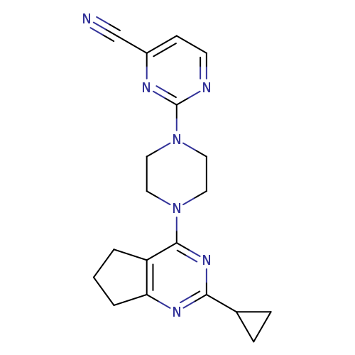 2-(4-{2-cyclopropyl-5H,6H,7H-cyclopenta[d]pyrimidin-4-yl}piperazin-1-yl)pyrimidine-4-carbonitrile