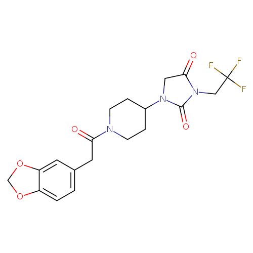 1-{1-[2-(2H-1,3-benzodioxol-5-yl)acetyl]piperidin-4-yl}-3-(2,2,2-trifluoroethyl)imidazolidine-2,4-dione