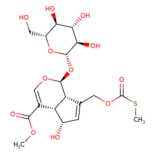 Methyl (1S,4aS,5S,7aS)-5-hydroxy-7-((((methylthio)carbonyl)oxy)methyl)-1-(((2S,3R,4S,5S,6R)-3,4,5-trihydroxy-6-(hydroxymethyl)tetrahydro-2H-pyran-2-yl)oxy)-1,4a,5,7a-tetrahydrocyclopenta[c]pyran-4-carboxylate