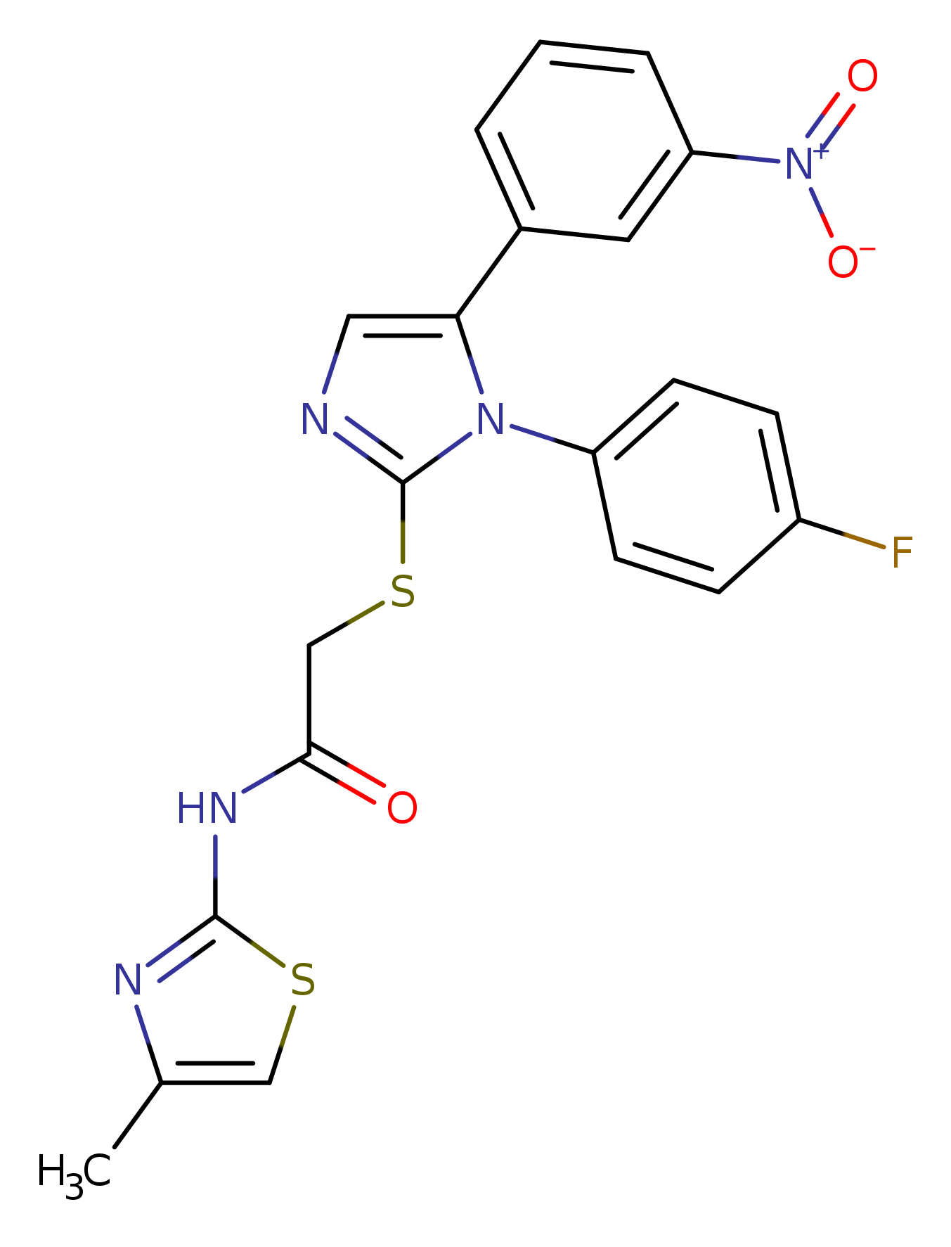2-{[1-(4-fluorophenyl)-5-(3-nitrophenyl)-1H-imidazol-2-yl]sulfanyl}-N-(4-methyl-1,3-thiazol-2-yl)acetamide