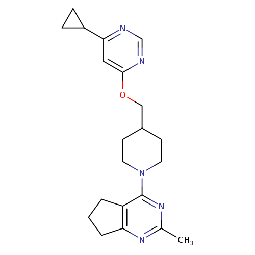 4-cyclopropyl-6-[(1-{2-methyl-5H,6H,7H-cyclopenta[d]pyrimidin-4-yl}piperidin-4-yl)methoxy]pyrimidine