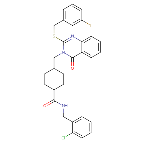 N-[(2-chlorophenyl)methyl]-4-[(2-{[(3-fluorophenyl)methyl]sulfanyl}-4-oxo-3,4-dihydroquinazolin-3-yl)methyl]cyclohexane-1-carboxamide