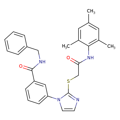 N-benzyl-3-[2-({[(2,4,6-trimethylphenyl)carbamoyl]methyl}sulfanyl)-1H-imidazol-1-yl]benzamide