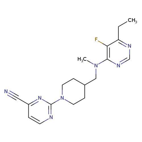 2-(4-{[(6-ethyl-5-fluoropyrimidin-4-yl)(methyl)amino]methyl}piperidin-1-yl)pyrimidine-4-carbonitrile