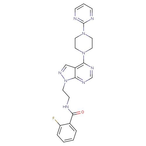 2-fluoro-N-(2-{4-[4-(pyrimidin-2-yl)piperazin-1-yl]-1H-pyrazolo[3,4-d]pyrimidin-1-yl}ethyl)benzamide