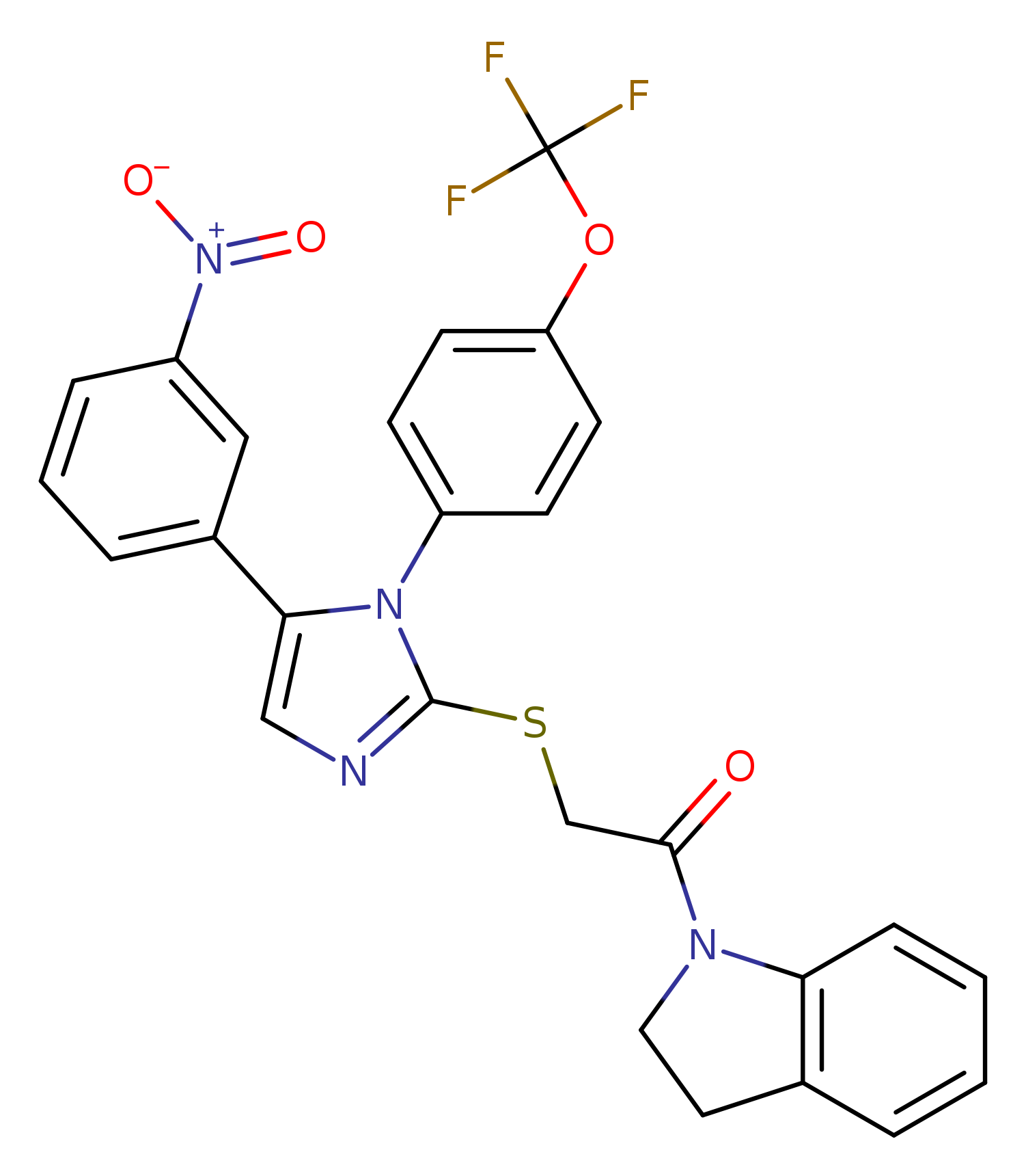 1-(2,3-dihydro-1H-indol-1-yl)-2-{[5-(3-nitrophenyl)-1-[4-(trifluoromethoxy)phenyl]-1H-imidazol-2-yl]sulfanyl}ethan-1-one