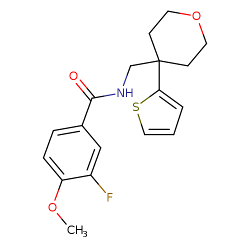 3-fluoro-4-methoxy-N-{[4-(thiophen-2-yl)oxan-4-yl]methyl}benzamide