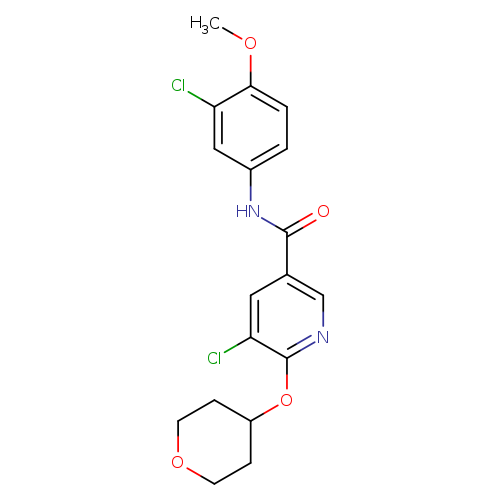 5-chloro-N-(3-chloro-4-methoxyphenyl)-6-(oxan-4-yloxy)pyridine-3-carboxamide