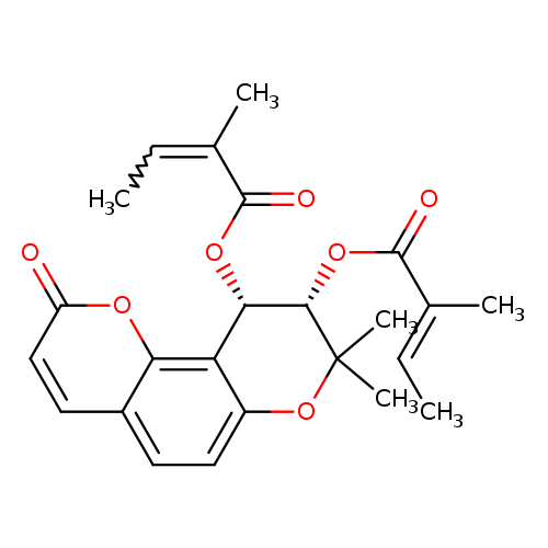 2-Butenoic acid, 2-methyl-,(9S,10S)-9,10-dihydro-8,8-dimethyl-2-oxo-2H,8H-benzo[1,2-b:3,4-b']dipyran-9,10-diyl ester, (2Z,2'Z)-