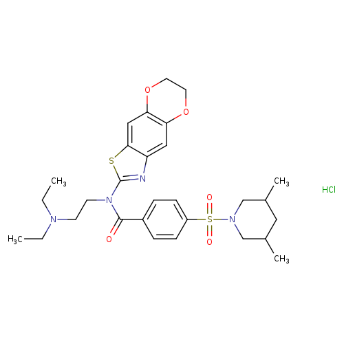 N-[2-(diethylamino)ethyl]-4-[(3,5-dimethylpiperidin-1-yl)sulfonyl]-N-{10,13-dioxa-4-thia-6-azatricyclo[7.4.0.0^{3,7}]trideca-1,3(7),5,8-tetraen-5-yl}benzamide hydrochloride