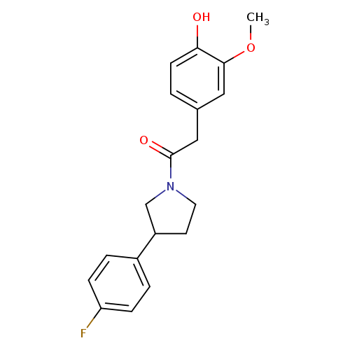 1-[3-(4-fluorophenyl)pyrrolidin-1-yl]-2-(4-hydroxy-3-methoxyphenyl)ethan-1-one
