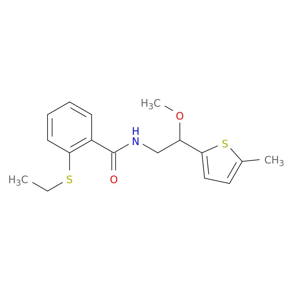 2-(ethylsulfanyl)-N-[2-methoxy-2-(5-methylthiophen-2-yl)ethyl]benzamide
