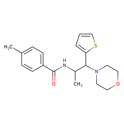 4-methyl-N-[1-(morpholin-4-yl)-1-(thiophen-2-yl)propan-2-yl]benzamide