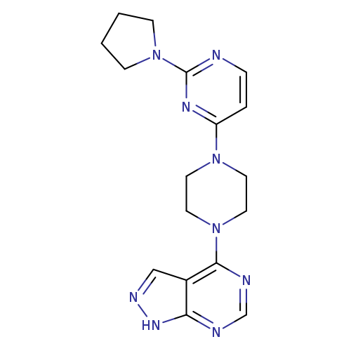 4-(4-{1H-pyrazolo[3,4-d]pyrimidin-4-yl}piperazin-1-yl)-2-(pyrrolidin-1-yl)pyrimidine