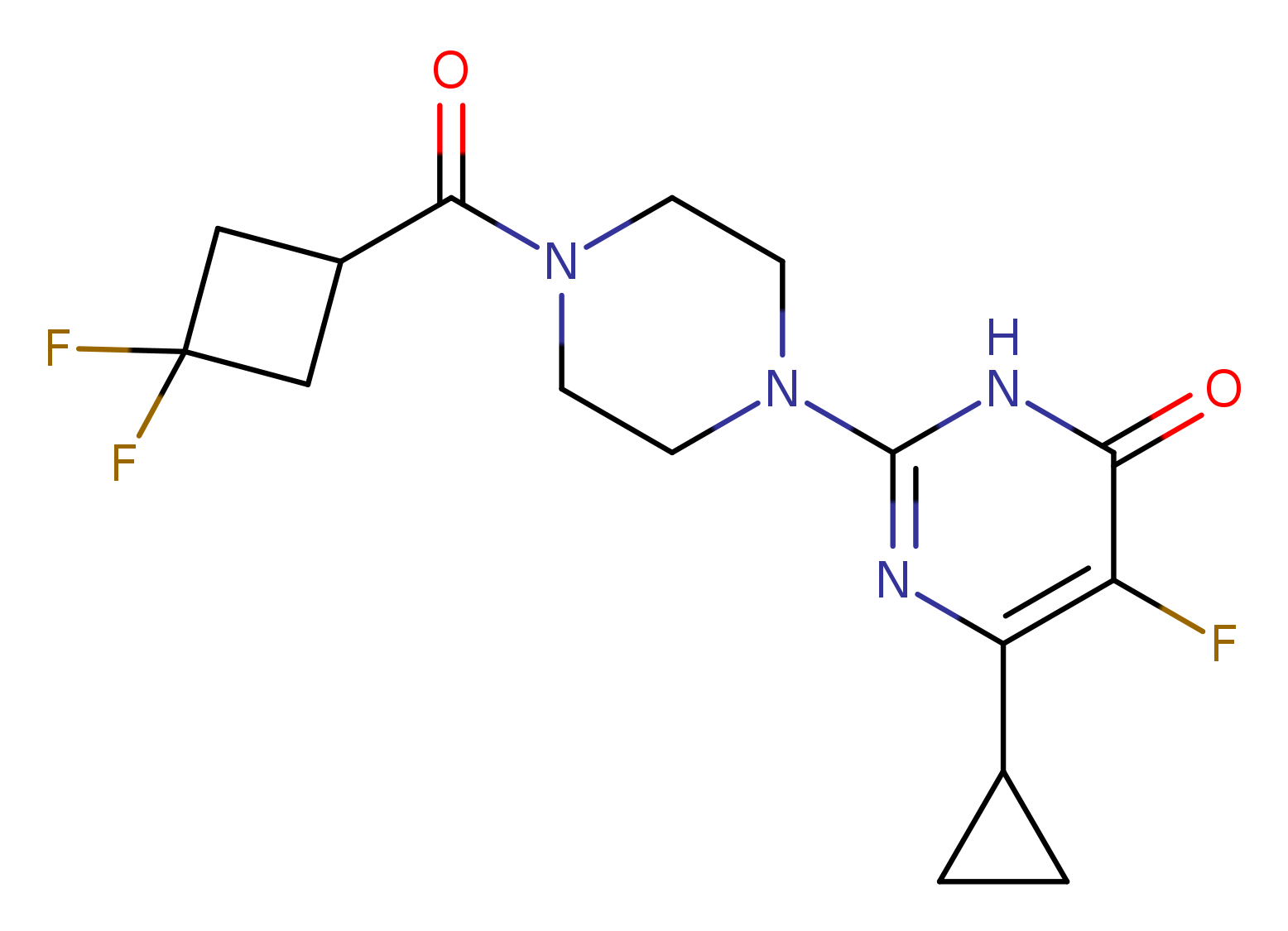 6-cyclopropyl-2-[4-(3,3-difluorocyclobutanecarbonyl)piperazin-1-yl]-5-fluoro-3,4-dihydropyrimidin-4-one