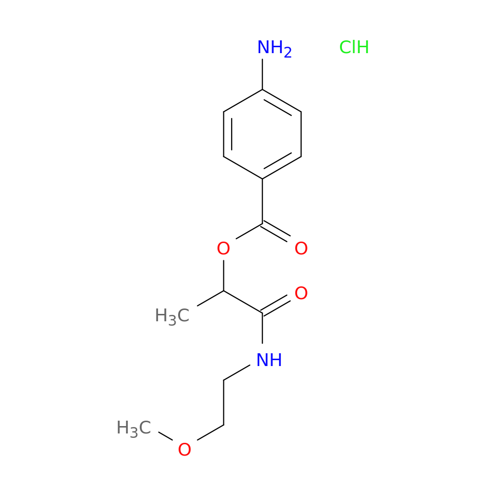 1-[(2-methoxyethyl)carbamoyl]ethyl 4-aminobenzoate hydrochloride