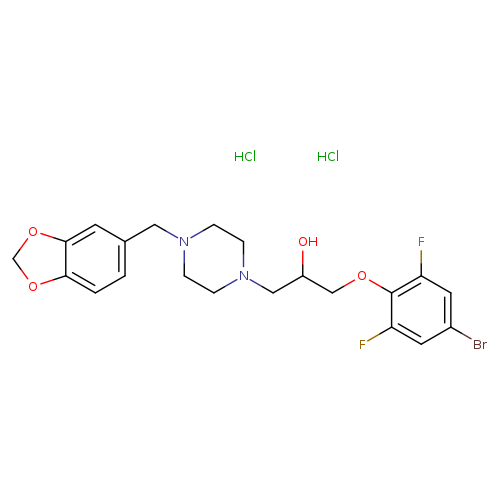 1-{4-[(2H-1,3-benzodioxol-5-yl)methyl]piperazin-1-yl}-3-(4-bromo-2,6-difluorophenoxy)propan-2-ol dihydrochloride