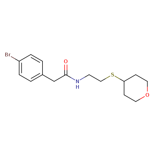2-(4-bromophenyl)-N-[2-(oxan-4-ylsulfanyl)ethyl]acetamide