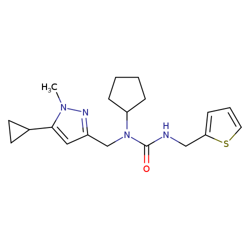 1-cyclopentyl-1-[(5-cyclopropyl-1-methyl-1H-pyrazol-3-yl)methyl]-3-[(thiophen-2-yl)methyl]urea