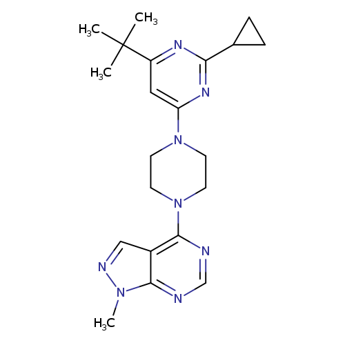 4-tert-butyl-2-cyclopropyl-6-(4-{1-methyl-1H-pyrazolo[3,4-d]pyrimidin-4-yl}piperazin-1-yl)pyrimidine
