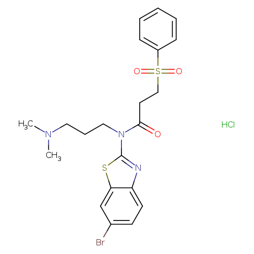 3-(benzenesulfonyl)-N-(6-bromo-1,3-benzothiazol-2-yl)-N-[3-(dimethylamino)propyl]propanamide hydrochloride