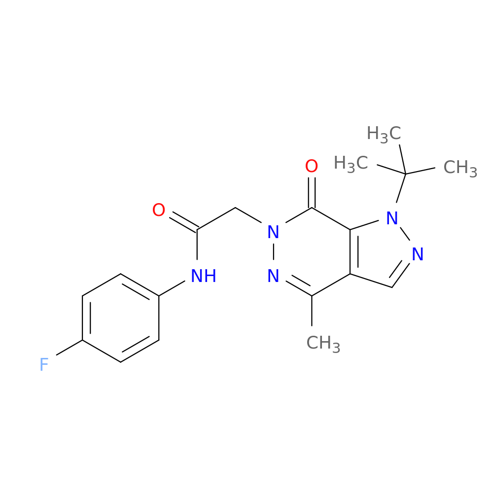 2-{1-tert-butyl-4-methyl-7-oxo-1H,6H,7H-pyrazolo[3,4-d]pyridazin-6-yl}-N-(4-fluorophenyl)acetamide