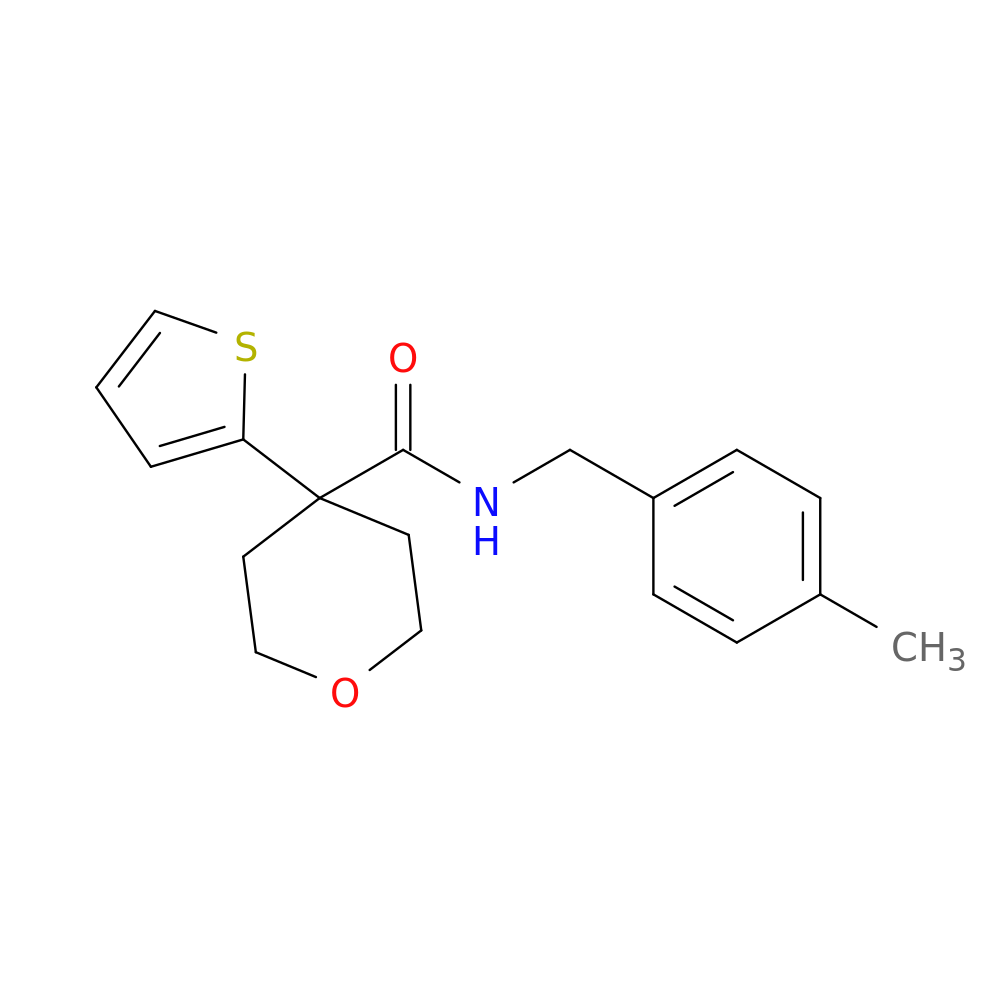 N-[(4-methylphenyl)methyl]-4-(thiophen-2-yl)oxane-4-carboxamide
