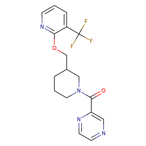 2-[3-({[3-(trifluoromethyl)pyridin-2-yl]oxy}methyl)piperidine-1-carbonyl]pyrazine
