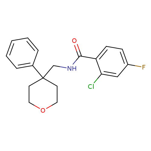 2-chloro-4-fluoro-N-[(4-phenyloxan-4-yl)methyl]benzamide