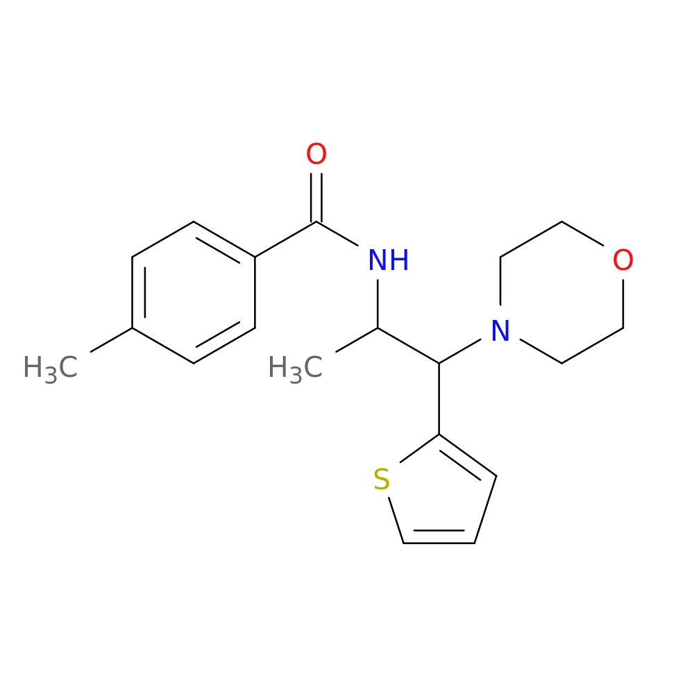 4-methyl-N-[1-(morpholin-4-yl)-1-(thiophen-2-yl)propan-2-yl]benzamide