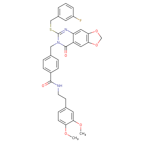 N-[2-(3,4-dimethoxyphenyl)ethyl]-4-[(6-{[(3-fluorophenyl)methyl]sulfanyl}-8-oxo-2H,7H,8H-[1,3]dioxolo[4,5-g]quinazolin-7-yl)methyl]benzamide