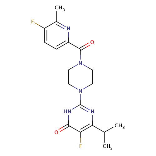 5-fluoro-2-[4-(5-fluoro-6-methylpyridine-2-carbonyl)piperazin-1-yl]-6-(propan-2-yl)-3,4-dihydropyrimidin-4-one