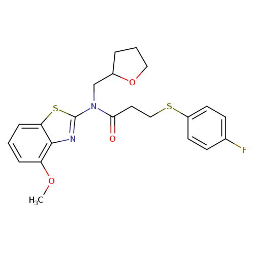 3-[(4-fluorophenyl)sulfanyl]-N-(4-methoxy-1,3-benzothiazol-2-yl)-N-[(oxolan-2-yl)methyl]propanamide
