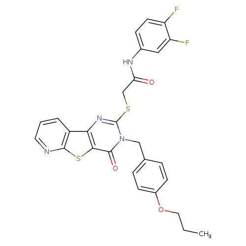 N-(3,4-difluorophenyl)-2-({6-oxo-5-[(4-propoxyphenyl)methyl]-8-thia-3,5,10-triazatricyclo[7.4.0.0^{2,7}]trideca-1(9),2(7),3,10,12-pentaen-4-yl}sulfanyl)acetamide