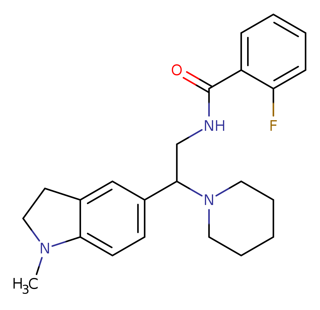 2-fluoro-N-[2-(1-methyl-2,3-dihydro-1H-indol-5-yl)-2-(piperidin-1-yl)ethyl]benzamide