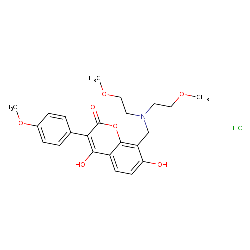 8-{[bis(2-methoxyethyl)amino]methyl}-4,7-dihydroxy-3-(4-methoxyphenyl)-2H-chromen-2-one hydrochloride