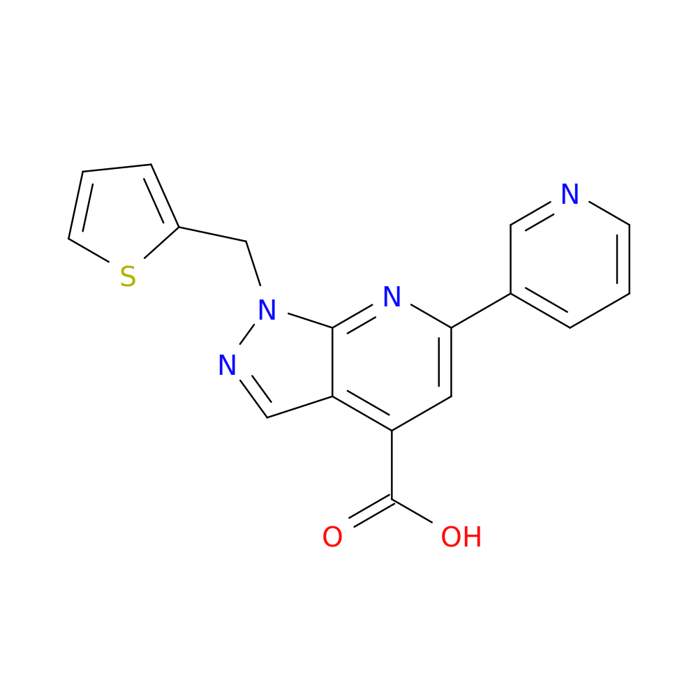 6-(pyridin-3-yl)-1-[(thiophen-2-yl)methyl]-1H-pyrazolo[3,4-b]pyridine-4-carboxylic acid